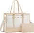 LOVEVOOK 15.6 Inch Laptop Bag for Women, Canvas Tote with Clutch Purse, Large Capacity Work Bag for Office