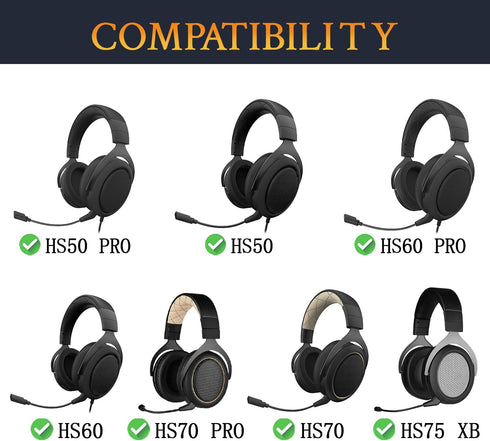 SOULWIT Earpads Cushions Replacement for Corsair HS75 XB HS70/Pro HS60/Pro HS50/Pro Gaming Headset/Headphones, Ear Pads with High-Density Noise Isolation Foam (HS60 CG Black)