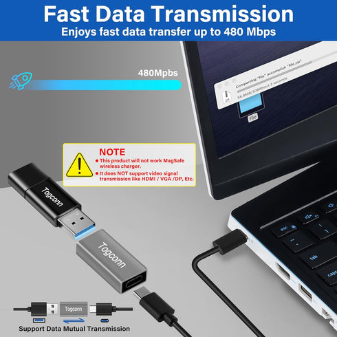 USB C to USB 3.0 Adapter (2 Pack), Type-C (Female) to USB A (Female) Coupler, High Speed USB Extension Connector