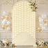 Suppromo 6ft Beige Arch Cover with Lights Beige Spandex Wedding Arch Backdrop Cover for Bridal Shower Birthday Party