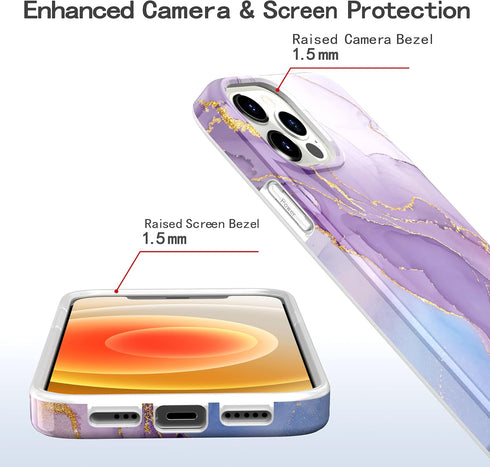 BAISRKE Compatible with iPhone 12 Case, Gold Sparkle Glitter Marble for Women, Shockproof Flexible Bumper Soft TPU Cover