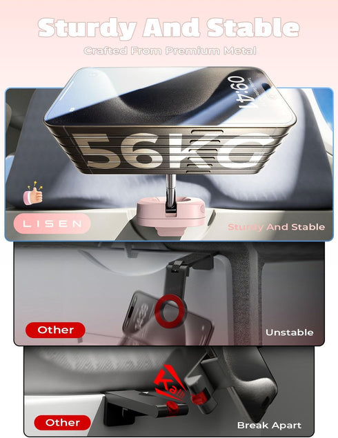 LISEN Rose Universal in Flight Airplane Phone Holder Mount, Hands-Free Viewing with 360 Degree Rotation, Travel