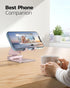 Nulaxy Dual Folding Cell Phone Stand, Fully Adjustable Foldable Desktop Phone Holder for Phone 15 14 13 12 11 Pro Xs Xs