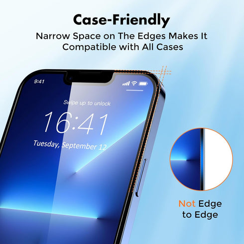 UNBREAKcable Screen Protector for iPhone 14/iPhone 13/13 Pro, Shatterproof Tempered Glass, 2 Pack