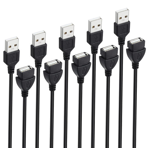 Smays USB Extension Cable 6 ft 5-Pack, USB-A 2.0 Male to Female