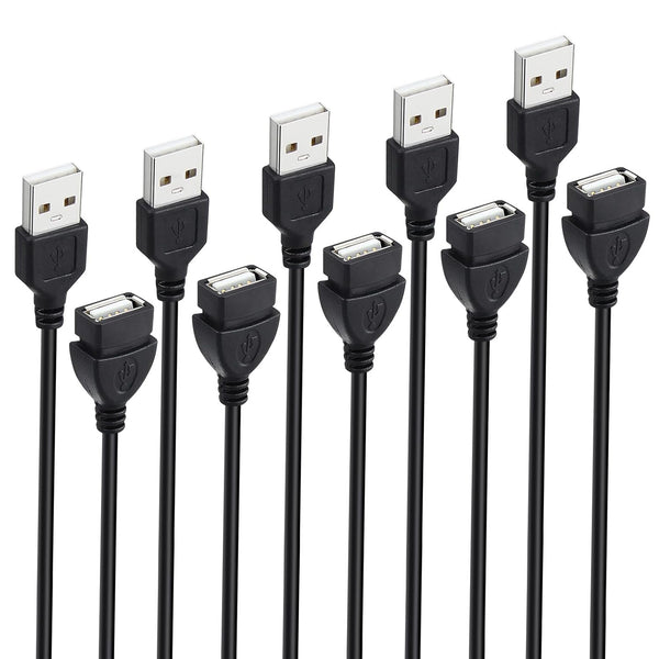 Smays USB Extension Cable 6 ft 5-Pack, USB-A 2.0 Male to Female