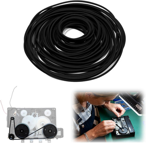 TNJPSEK 50 Cassette Set (1mm Pcs Player Belts Replacement Kit, Mixed Flat Rubber Drive Belts for Tape Recorder Repair