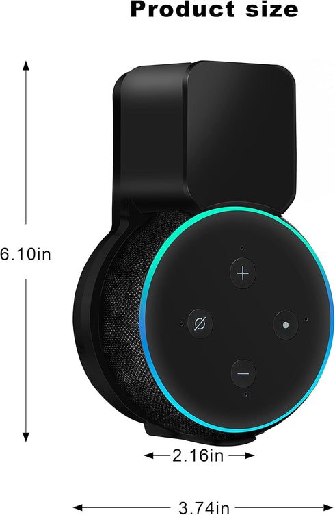 Echo Dot Wall Mount Holder for 3rd Generation, Black, Space Saving Alexa Accessories with Built-in Cable Management