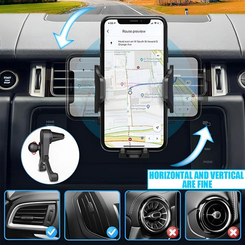 3 in 1 Car Phone Holder, Universal Dashboard Windshield Air Vent Mount, Suction Cup & Clip, Hands-Free for iPhone