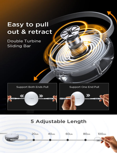 LISEN 5-in-1 Retractable Charging Cable - 60W USB-C/A for iPhone, iPad, Samsung, and more. Fast charge your devices!