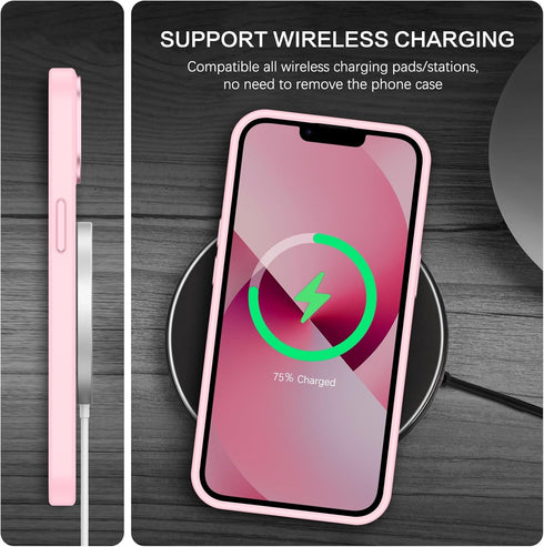 BENTOBEN Translucent Matte iPhone 13/14 Case, Slim Shockproof, Magsafe Compatible, Tender Pink, Protective Cover for
