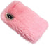 Plush Rabbit Fur Case for iPhone 6/6S, LCHDA Bunny Furry Fluffy Phone Case with Luxury Diamond Bowknot, Pink