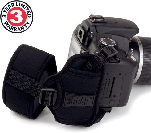 USA GEAR DualGRIP Professional Grip Camera Wrist Hand Strap with Neoprene Design and Metal Plate - Compatible with Canon, Fujifilm, Nikon, Sony, and more DSLR, Mirrorless, Point & Shoot Camera (Black)