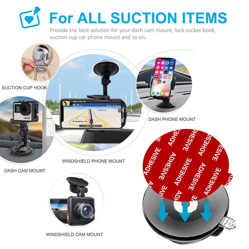 Dashboard Pad Mounting Disk Sticky Adhesive Replacement Kit, 6pcs 2.1"(53mm) Circle Double-Sided Stickers