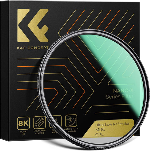 K&F Concept 55mm Ultra-Low Reflectivity Circular Polarizer Filter, Ultra-Slim High Definition Lens Filter