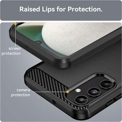 Shockproof Carbon Fiber Jacket Case for Samsung Galaxy A15 5G, Scratch Resistant Soft TPU, for Galaxy A15 4G (Black)