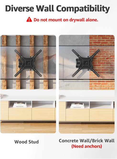 ELIVED 26-60 Inch 400x400, 77 lbs. Full Motion TV Wall Mount for Most TVs, Articulating Arms Swivel and Tilt tv Mount