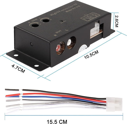 XMSJSIY High to Low Converter Adapter for Car Audio - 1 Pcs Line Input to RCA Stereo Output for Subwoofer Amplifier
