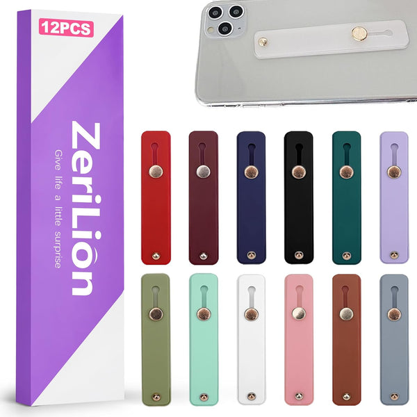 ZeriLion 12 Pack Phone Finger Straps - Silicone Grip Loop Holders for Universal