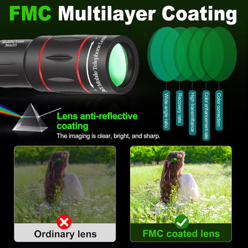 MoYinG 36X Telephoto Lens Kit for iPhone and Android Cell Phones, Long Focus Telephoto Phone Lens with Universal Clip