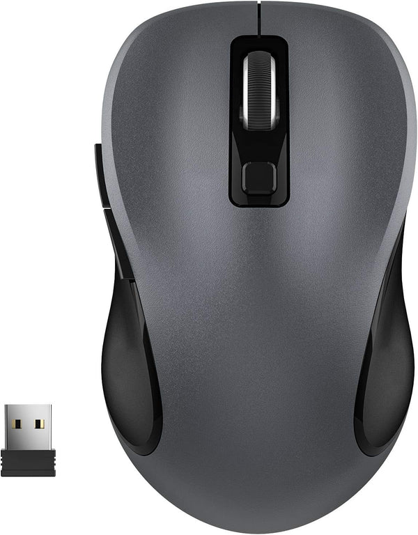 WisFox 2.4G Wireless Mouse for Laptop, Ergonomic Computer Mouse with USB Receiver and 3 Adjustable Levels, 6 Button