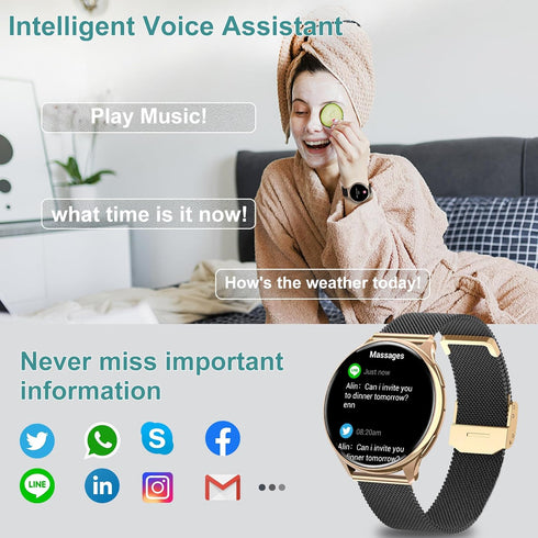 GADIXY Smart Watch for Women (Answer/Make Calls),1.3" HD Touch Screen,Always-On-Display SmartWatches for Android iOS,IP68 Waterproof Smartwatch with AI Voice Sleep Monitor Heart Rate