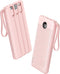 VRURC Portable Charger Power Bank, 10000mAh, 22.5W Fast Charging, Built-in USB-C Cable, Compatible with iPhone 15, Pink
