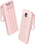 VRURC Portable Charger Power Bank, 10000mAh, 22.5W Fast Charging, Built-in USB-C Cable, Compatible with iPhone 15, Pink