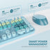 Owpkeenthy Blue Keyboard and Mouse Wireless, Cute Typewriter Keyboard with Retro Round Keycaps for Desktop and Laptop