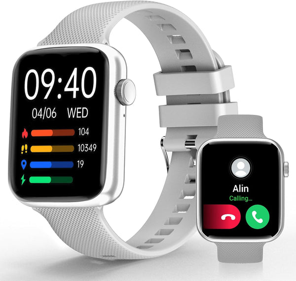Smart Watches for Women Men, 1.85" HD Screen, Fitness Tracker, Heart Rate, Blood Oxygen Monitor, Compatible with iPhone