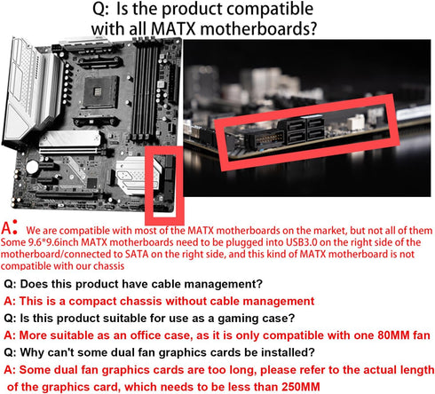 TGDGAMER USB3.0x1 80MM Matx Case:High Airflow Micro ATX Case, Support MATX, Mini-ITX, Micro ATX Case Slim with I/O