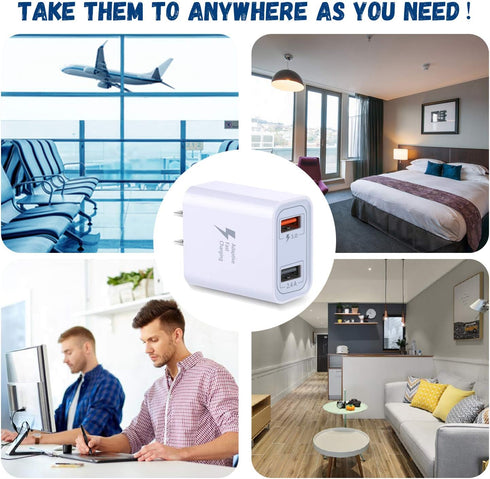 Costyle Dual USB Wall Charger 30W, Quick Fast Charger 3.0 Power Adapter & 5V 2.4A USB Charger Block for Galaxy S23 S22