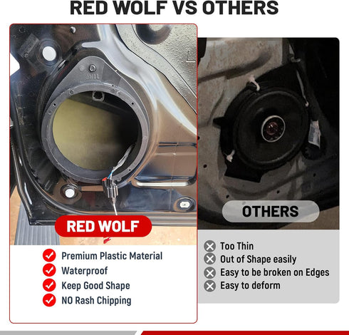 RED WOLF Front/Rear Door 6.5" Inch Speaker Adapter Bracket Spacers for Chevrolet, GMC, Cadillac, Buick, Pontiac