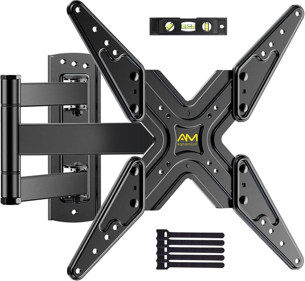 Full Motion TV Wall Mount Swivel Tilt for 26-60 Inch TVs and Monitors up to 70lbs, Single Stud Corner Outdoor Wall