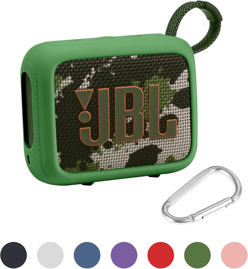 JBL Go 4 Waterproof Bluetooth Speaker Silicone Cover Case, Portable Travel Case with Carabiner, Protective Skin Case