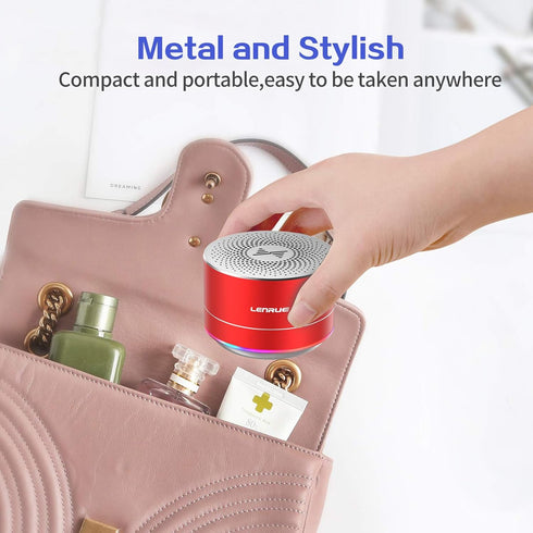 LENRUE A2 Portable Wireless Bluetooth Speaker with Lights and Lanyard, Mini Metal Speakers for Home Outdoor