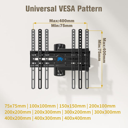 Mounting Dream TV Wall Mount - Swivel and Tilt for Most 26-55 Inch TVs, Full Motion Bracket, MD2377