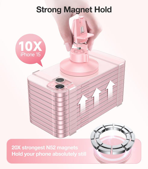 VICSEED for MagSafe Car Mount, Upgraded Strongest Magnet Power Magnetic Phone Holder for Car Vent 360 Adjustable (Pink)