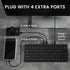 Perixx PERIBOARD-416 Wired Mini USB Keyboard with 4 Hubs, X Type Scissor Keys, Detachable USB-C and A Cable