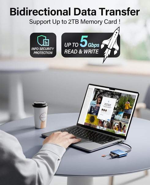 Hicober USB C to SD Card Reader, Micro SD Memory Card Reader, Type C Adapter for MacBook, Android, Windows