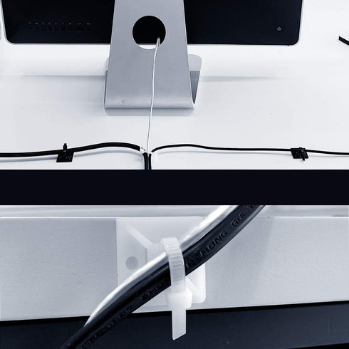 4/5" 100 Pack HUASAI Zip Tie Mount With Cable Ties,Self Adhesive-backed Mounts for Wire Holder, Black Cable Management