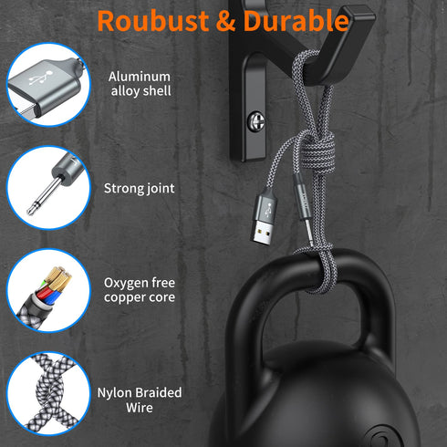 JXMOX 2-Pack USB Charger Cord 3ft (Grey) - Replacement DC Charging Cable 2.5mm