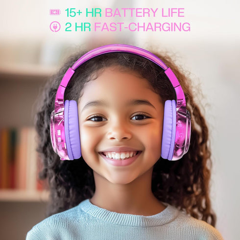 QearFun Bluetooth Headphones for Kids, Wireless Headphones with Built-in Mic, Aux Cord, USB C, Bluetooth 5.3