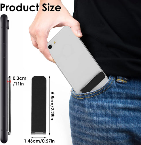 Ultra-Thin Adjustable Mini Alloy Cell Phone Holder, Portable Foldable Stand for Mobile Phone Tablet (Black)
