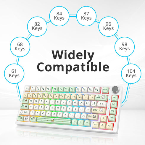 Keycaps 60 Percent PBT Keycaps for Mechanical Keyboard, 139 Key Keycaps, Cute Dye-Sublimation MOA Profile Custom