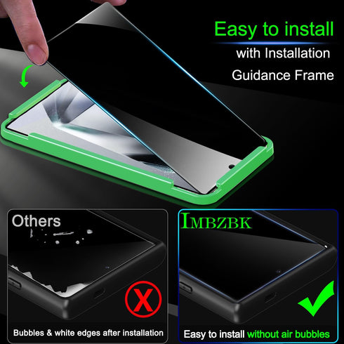 IMBZBK 3 Pack Privacy Screen Protector & Camera Lens Protector for Samsung Galaxy S24 Ultra, Anti-Spy, Full Coverage.