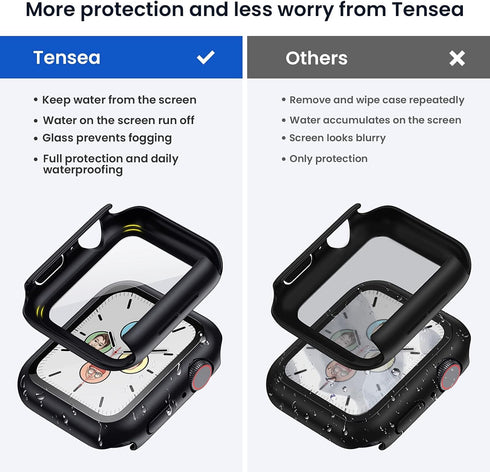 Tensea for Apple Watch Series 9 8 7 41mm Screen Protector Case, Sweatproof Bumper with Built-in Tempered Glass Film