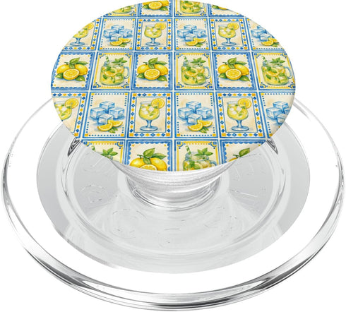 Lemon Juice Citrus Fruit Mediterranean Style Lemonade Citrus Pattern Watercolor Summer Aesthetic PopSockets PopGrip for MagSafe