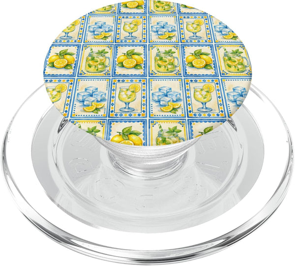 Lemon Juice Citrus Fruit Mediterranean Style Lemonade Citrus Pattern Watercolor Summer Aesthetic PopSockets PopGrip for MagSafe