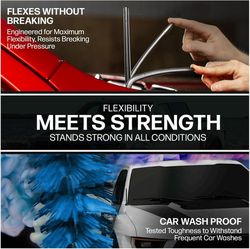 Votex 6 3/4 Inch Setup, Black Short Rubber Universal Antenna Kit - Car Wash Proof, Easy Enhanced Reception with Copper